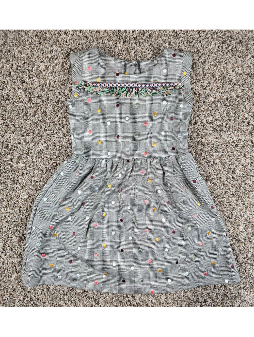 Pastourelle by Pippa & Julie Girls Sz 6 Sleeveless Dress Plaid Polka Dot